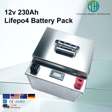 12pacco batteria v/24v 200ah/230ah/300ah lifepo4 con BMS