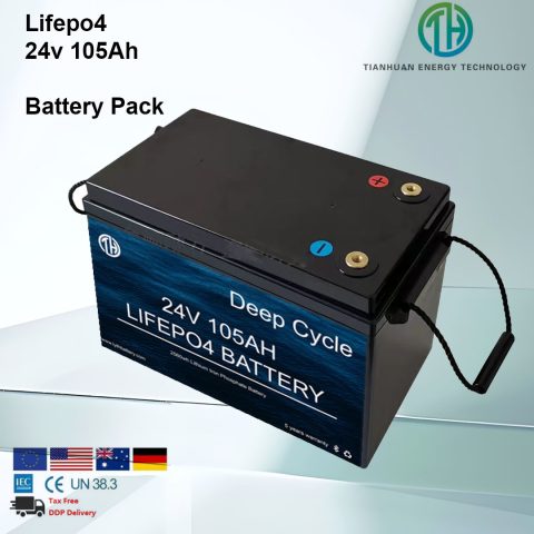 Batteria di conservazione energetica LifePO4 24 V Batteria LFP da 105AH con BMS